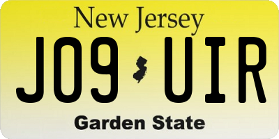 NJ license plate J09UIR