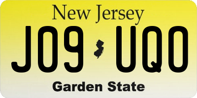 NJ license plate J09UQO