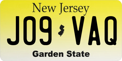 NJ license plate J09VAQ
