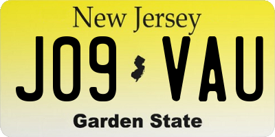NJ license plate J09VAU