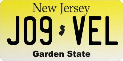 NJ license plate J09VEL