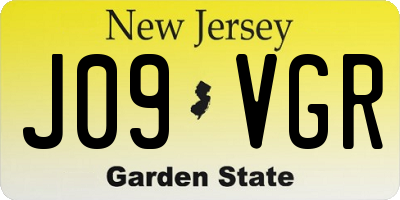 NJ license plate J09VGR