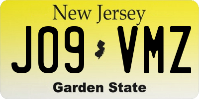 NJ license plate J09VMZ