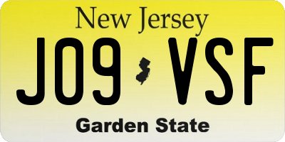 NJ license plate J09VSF