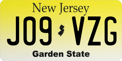 NJ license plate J09VZG