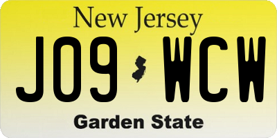 NJ license plate J09WCW