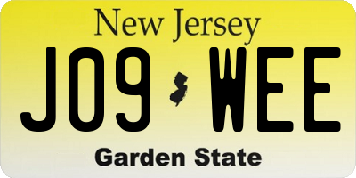 NJ license plate J09WEE