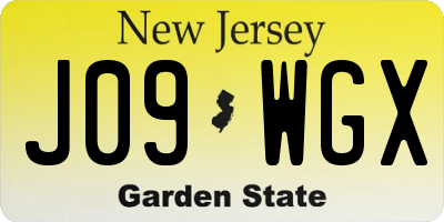 NJ license plate J09WGX