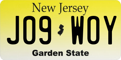 NJ license plate J09WOY