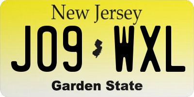 NJ license plate J09WXL