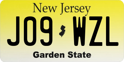 NJ license plate J09WZL