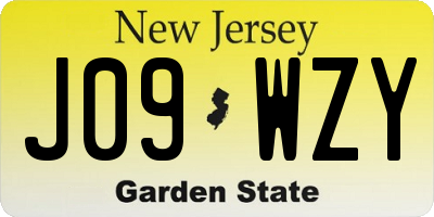 NJ license plate J09WZY