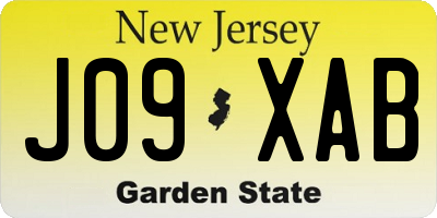 NJ license plate J09XAB