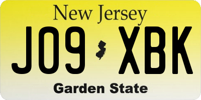 NJ license plate J09XBK