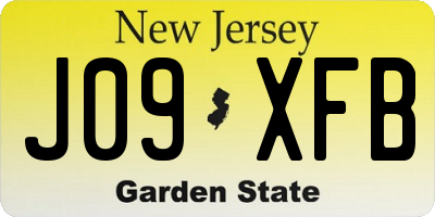 NJ license plate J09XFB