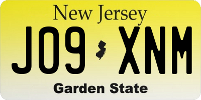 NJ license plate J09XNM