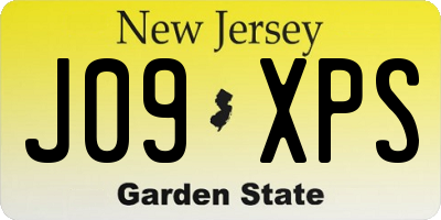 NJ license plate J09XPS