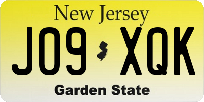 NJ license plate J09XQK