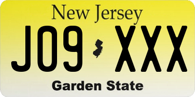 NJ license plate J09XXX