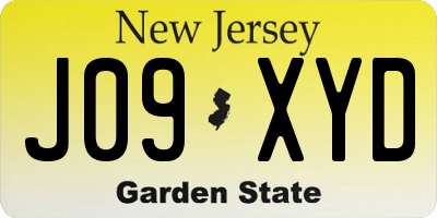 NJ license plate J09XYD