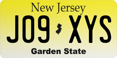 NJ license plate J09XYS