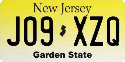NJ license plate J09XZQ