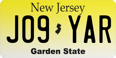 NJ license plate J09YAR