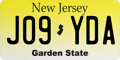 NJ license plate J09YDA
