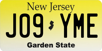 NJ license plate J09YME