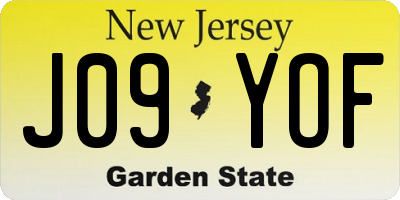 NJ license plate J09YOF