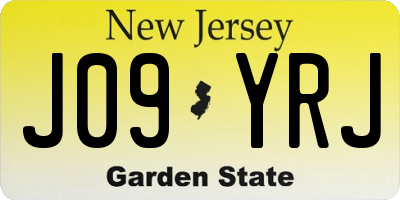 NJ license plate J09YRJ