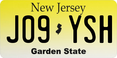 NJ license plate J09YSH