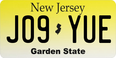 NJ license plate J09YUE