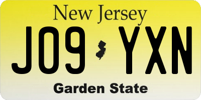 NJ license plate J09YXN