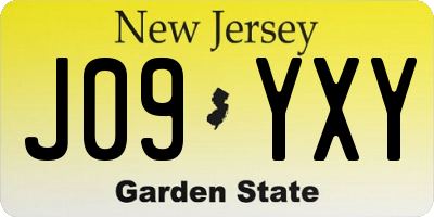 NJ license plate J09YXY
