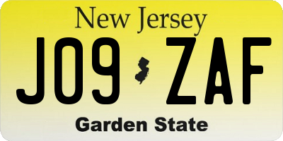 NJ license plate J09ZAF