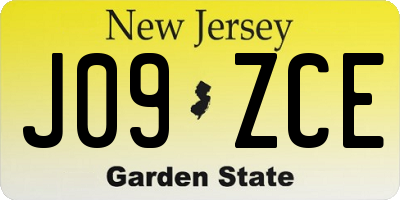 NJ license plate J09ZCE