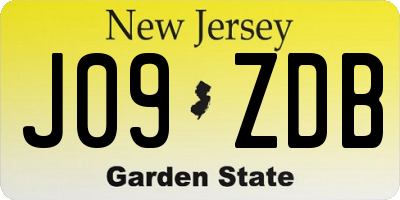 NJ license plate J09ZDB