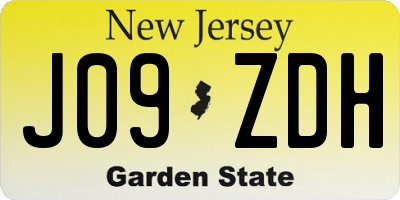 NJ license plate J09ZDH