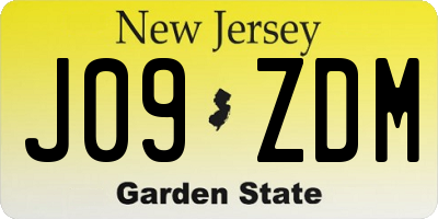 NJ license plate J09ZDM
