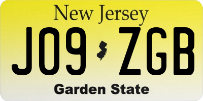 NJ license plate J09ZGB