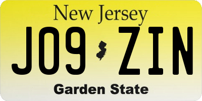 NJ license plate J09ZIN