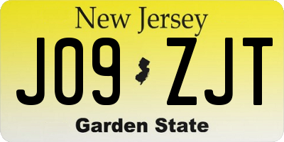 NJ license plate J09ZJT
