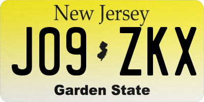 NJ license plate J09ZKX