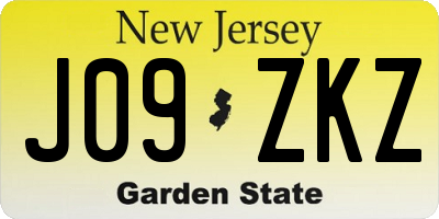 NJ license plate J09ZKZ