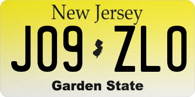 NJ license plate J09ZLO