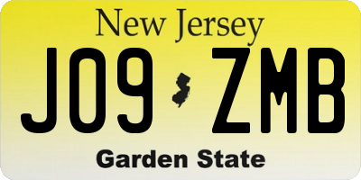 NJ license plate J09ZMB