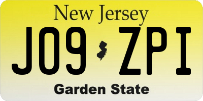 NJ license plate J09ZPI