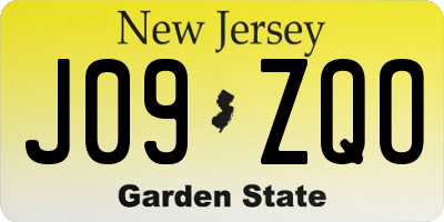 NJ license plate J09ZQO
