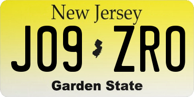 NJ license plate J09ZRO